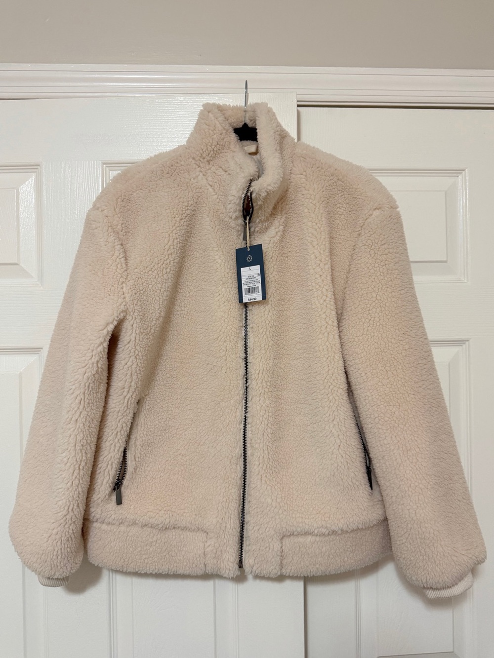 NWT Universal Thread Plush Sherpa Cream Zip Jacket - Size Large